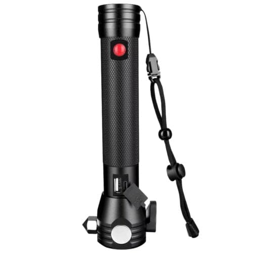9-in-1 Multi-Function LED Solar/Electricity Rechargeable Flashlight--With Alarm Sound