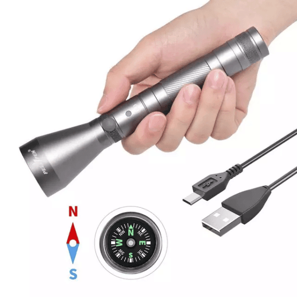 0.3Km PEETPEN L40- Osram Led USB rechargeable Flashlight/torch. 900 Lumens, IPX67 Waterproof, 18650 Battery Included