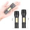 Small-sized  USB Rechargeable LED Flashlight.(XPE+COB)Inbuilt Battery.