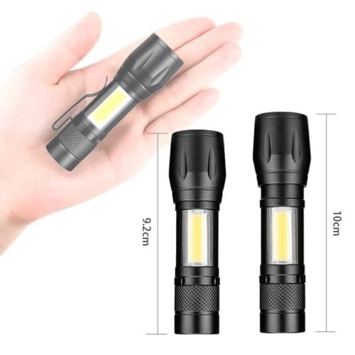 Small-sized  USB Rechargeable LED Flashlight.(XPE+COB)Inbuilt Battery.