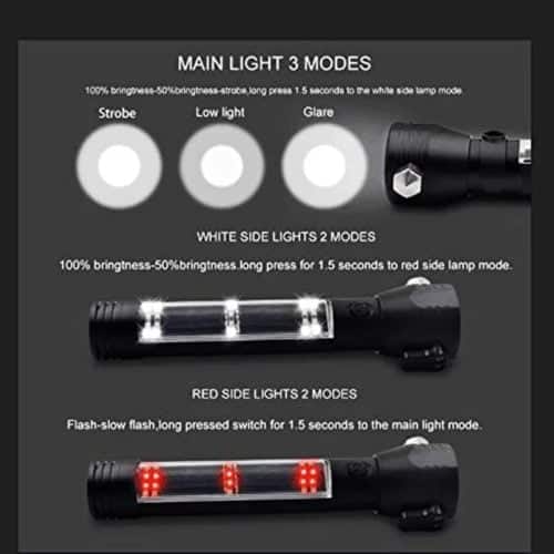 9-in-1 Multi-Function LED Solar/Electricity Rechargeable Flashlight--With Alarm Sound