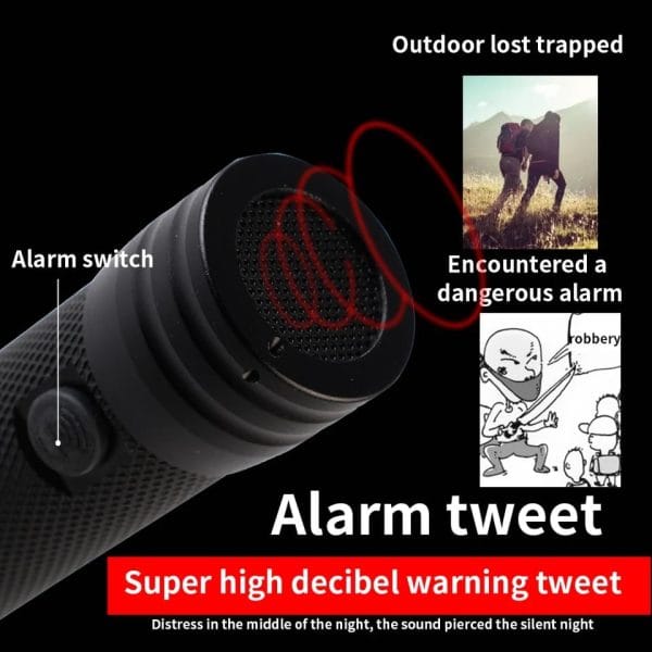 9-in-1 Multi-Function LED Solar/Electricity Rechargeable Flashlight--With Alarm Sound