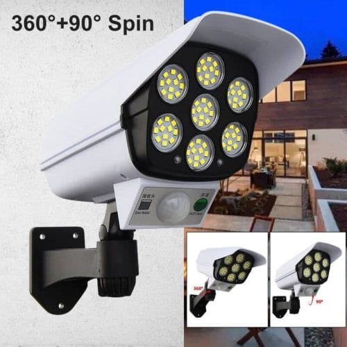 Outdoor PIR Motion Sensor Solar Light Security Camera CCTV Cam Flash Lights for Porch Garden Patio Driveway