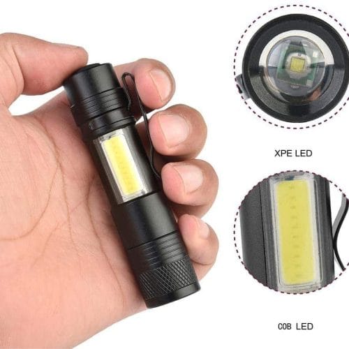 200 Lumens LED,4 Modes Pocket Mini COB Torch. Uses AA batteries.