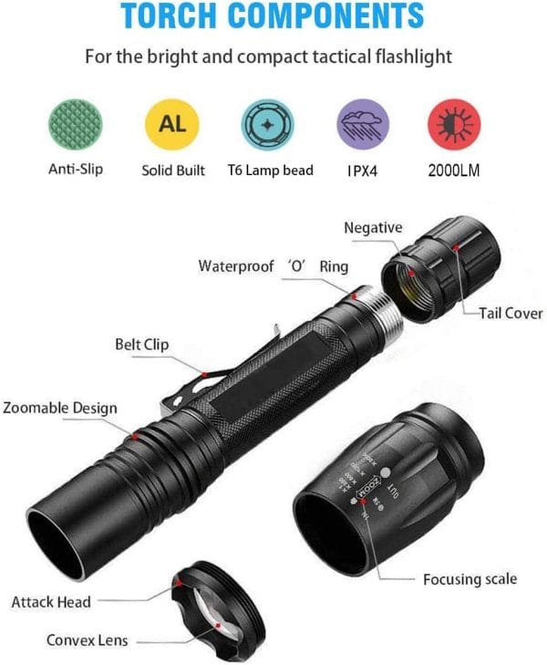 300m Beam V.2 LEDFlashlight 18650 T6 XML. Torch + 18650 + Charger