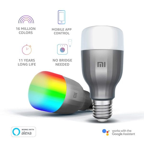2 Pack--Mi 10W LED Smart Wifi Bulb(White and Color/Hue)..E27