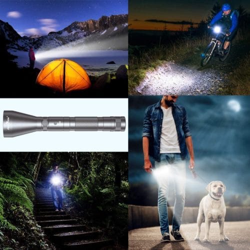 0.3Km PEETPEN L40- Osram Led USB rechargeable Flashlight/torch. 900 Lumens, IPX67 Waterproof, 18650 Battery Included