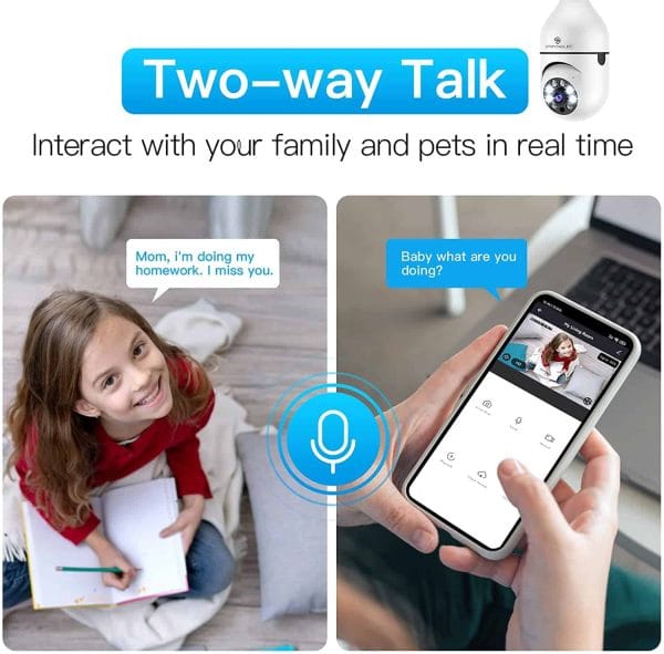 Wifi PTZ CCTV Bulb Camera YIOT App