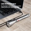 0.3Km PEETPEN L40- Osram Led USB rechargeable Flashlight/torch. 900 Lumens, IPX67 Waterproof, 18650 Battery Included