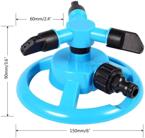 Automatic 360 Degrees Rotating Water Lawn Yard Garden Sprinkler. Up to 60psi, 10 meters.