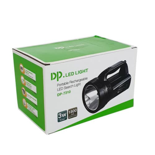 Dp-7310 3W Rechargeable Jumbo flashlight Up to 12Hrs Runtime, 1,800mAh battery