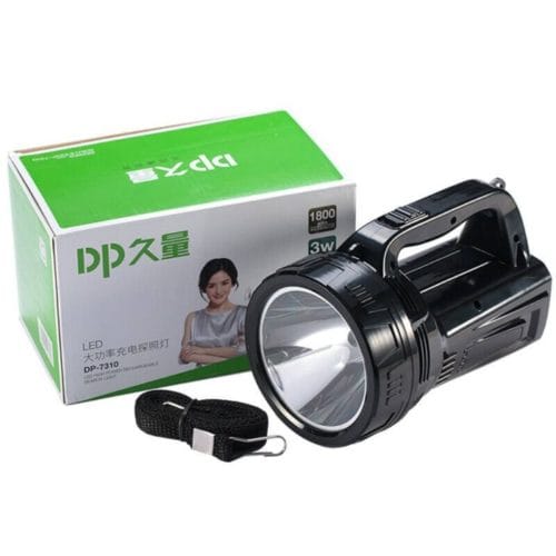 Dp-7310 3W Rechargeable Jumbo flashlight Up to 12Hrs Runtime, 1,800mAh battery