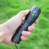 Rechargeable Military Grade LED Tactical Flashlight with CREE bulb.(250m beam) Removable 18650 battery. AAA batteries compatible