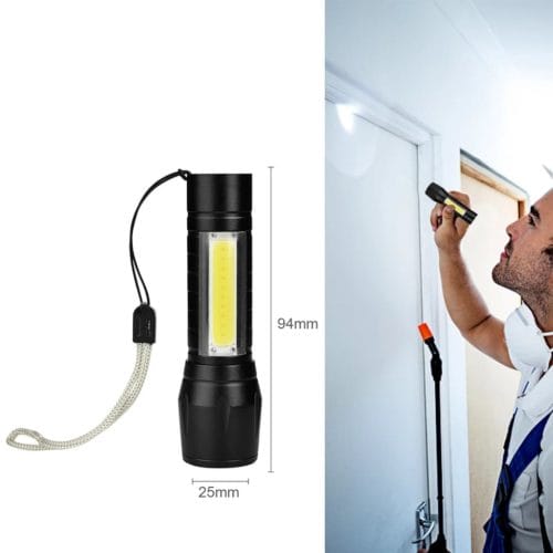 Small-sized  USB Rechargeable LED Flashlight.(XPE+COB)Inbuilt Battery.
