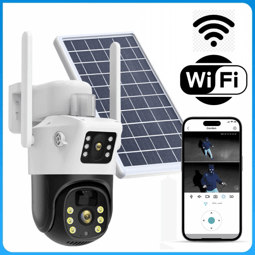 DUAL WiFi Solar Camera with double Lens V380 Pro CCTV