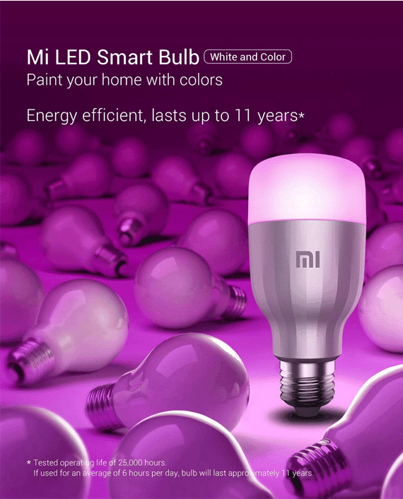 Mi 10W LED Smart Wifi Bulb(White and Color/Hue)..E27