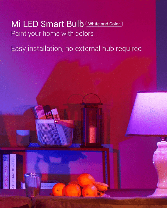 2 Pack--Mi 10W LED Smart Wifi Bulb(White and Color/Hue)..E27