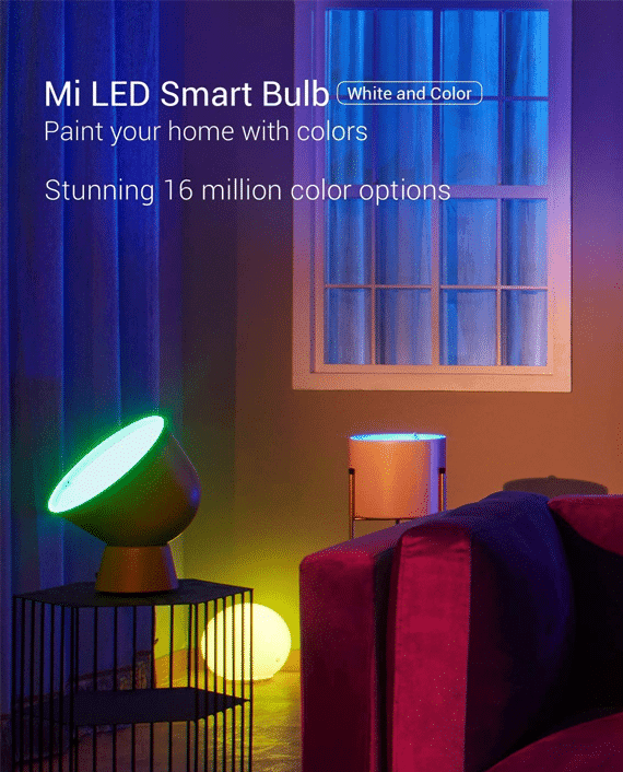 2 Pack--Mi 10W LED Smart Wifi Bulb(White and Color/Hue)..E27