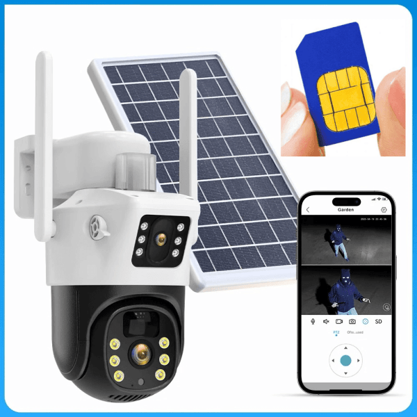 4G Solar Camera with sim slot and DUAL Lens