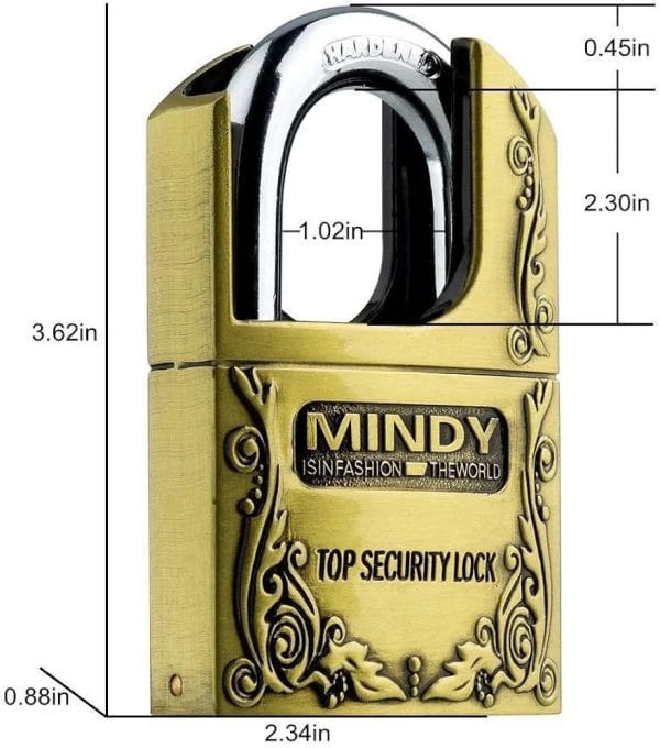 Mindy Lock Padlock, Premium Zinc Alloy Chrome Plating Padlock with Key, for Doors,Storage Lockers, Tool Boxes, and Fences 50mm