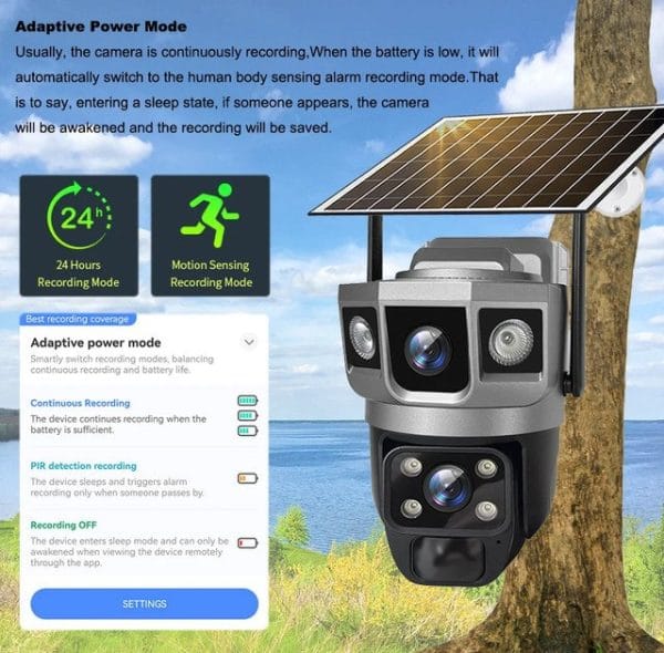 Solar Dual Lens CCTV Ai Camera