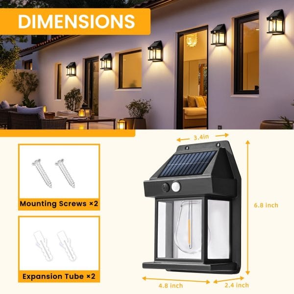 Waterproof Outdoor Solar Outdoor Wall Light, Dusk To Dawn Motion Sensor -For Porch,Patio,Garage