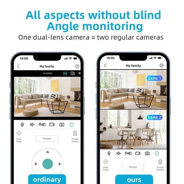 Dual Lens Smart WiFi Indoor Camera ICsee app