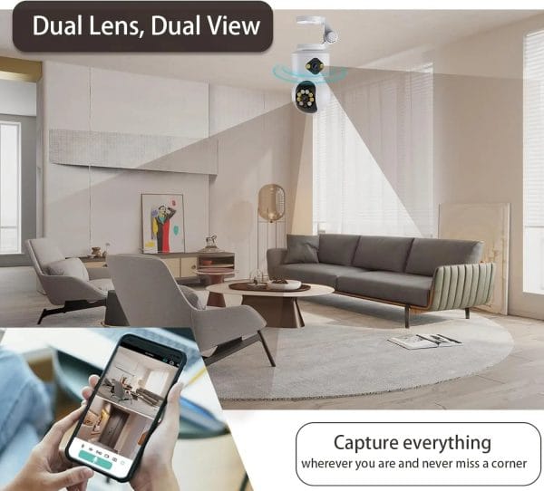 Dual Lens Smart WiFi Indoor Camera ICsee app