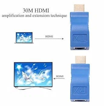 HDTV HDMI to RJ45 (Cat5e/Cat6) Extender Adapter – Blue