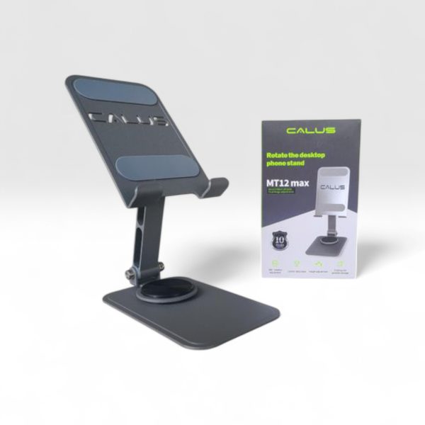 MT12 Max Adjustable Phone Stand with 360° Rotation  Metallic Desk Holder