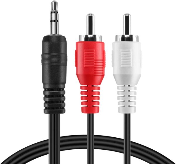 Premium 3.5mm to 2RCA Stereo Audio Cable - Gold-Plated, Bi-Directional
