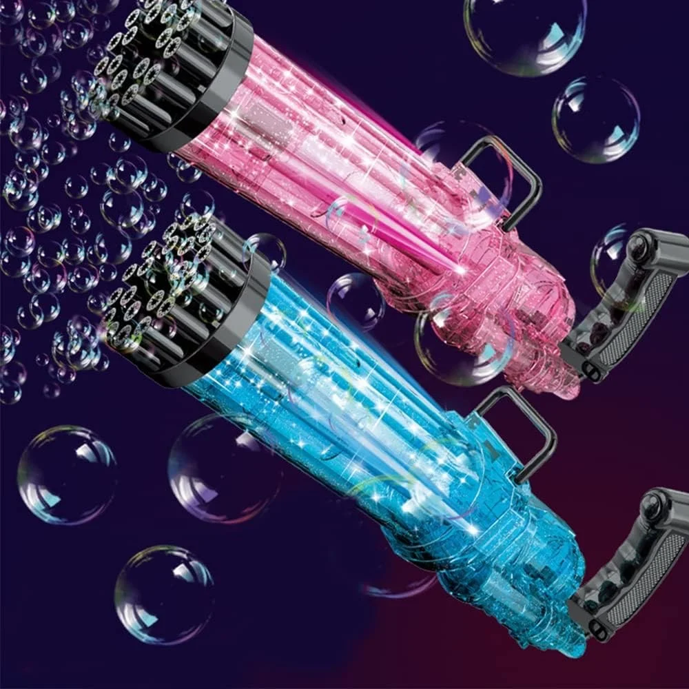 21 Hole Automatic Bubble Gun pink and blue