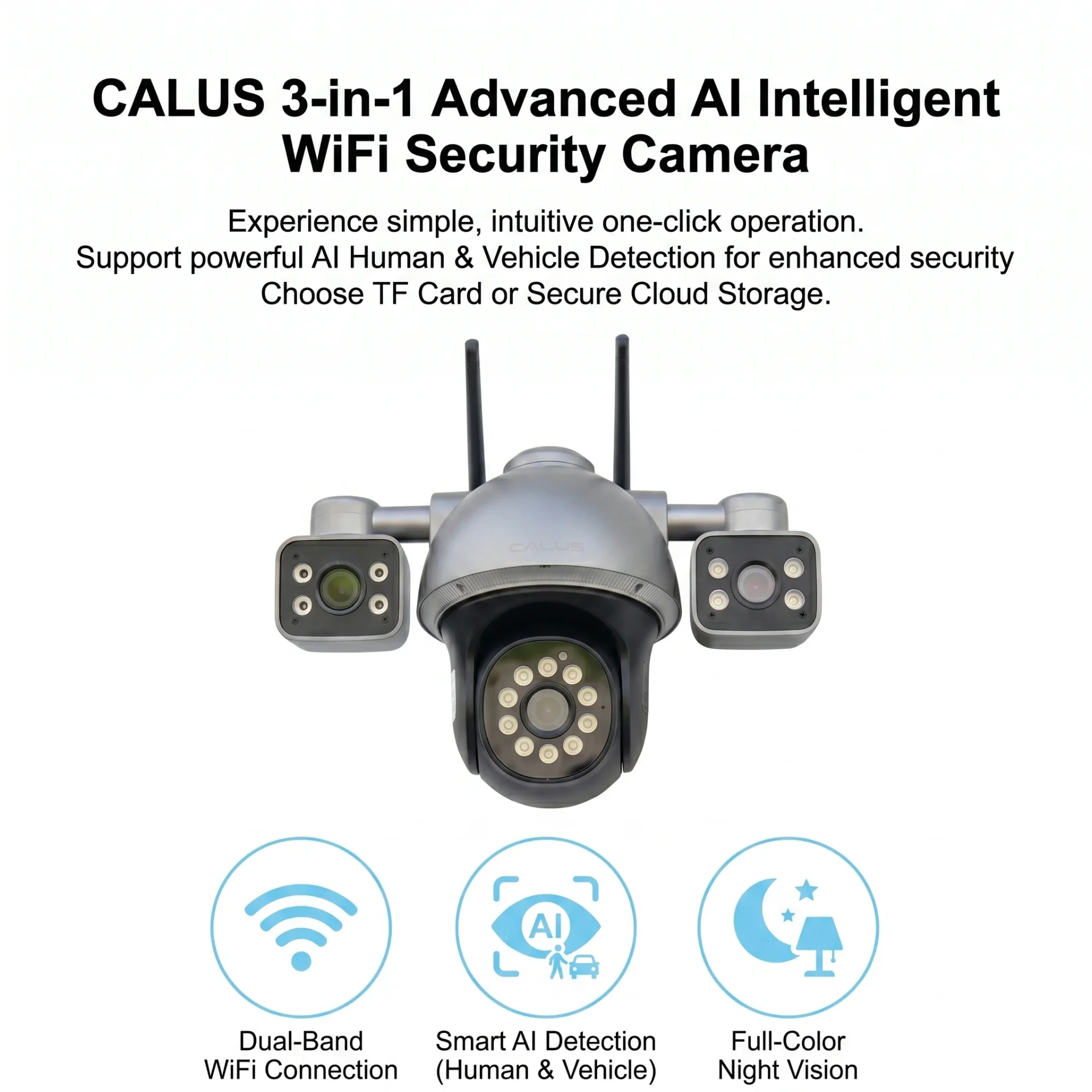 CALUS VTC34 triple-lens  AI CCTV camera