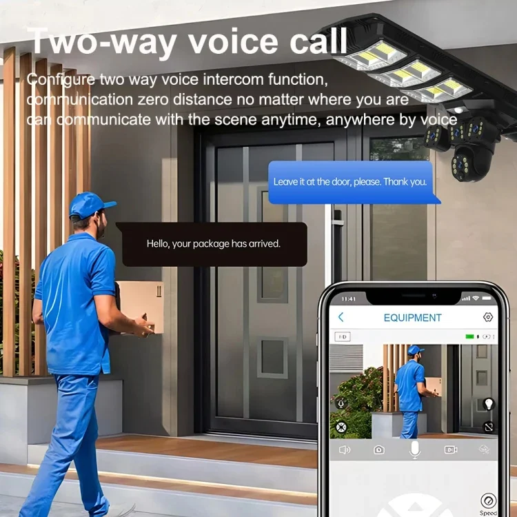 CALUS VC23-4G AI Solar Street Light with 4K Triple-Lens 4G Camera 9 calus-vc23-4g- two way audio